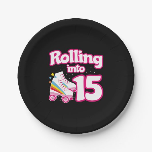 Assiettes En Carton Skate Party - 15e fête d'anniversaire - Roller Ska (Devant)