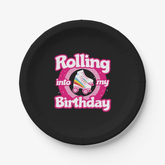 Assiettes En Carton Skate Party - Roller Roller Roller Patinage Annive (Devant)