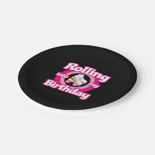 Assiettes En Carton Skate Party - Roller Roller Roller Patinage Annive (Angle)
