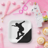 Assiettes En Carton Skate Skateboard Fun Silhouette (Fête)