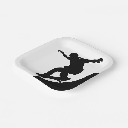 Assiettes En Carton Skate Skateboard Fun Silhouette (Angulaire)