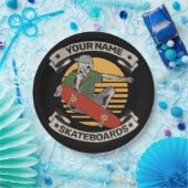 Assiettes En Carton Skateboard personnalisé Nez Grab Skeleton Skeleton (Fête)