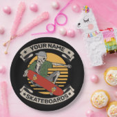 Assiettes En Carton Skateboard personnalisé Nez Grab Skeleton Skeleton (Fête)