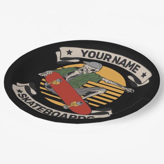 Assiettes En Carton Skateboard personnalisé Nez Grab Skeleton Skeleton (Angle)