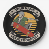 Assiettes En Carton Skateboard personnalisé Nez Grab Skeleton Skeleton (Devant)