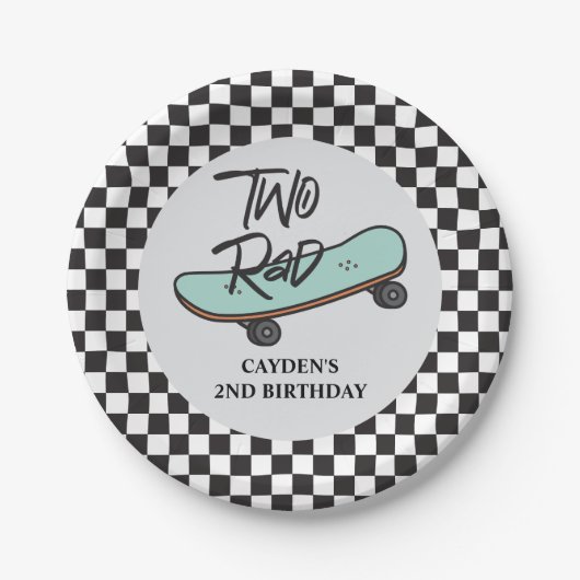 Assiettes En Carton Skateboard Two Rad 2e Plaques Papier Anniversaire (Devant)