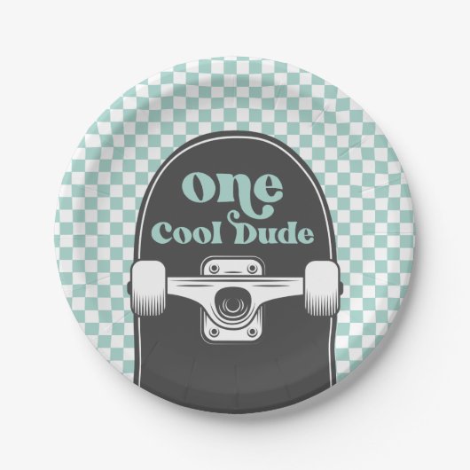 Assiettes En Carton Skateboard Un Cool Dude Plaques Papier Anniversair (Devant)