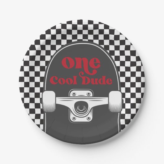 Assiettes En Carton Skateboard Un Cool Dude Plaques Papier Anniversair (Devant)
