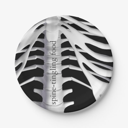 Assiettes En Carton Skeleton Bones Spin Black White Halloween Party (Devant)
