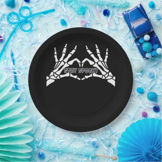 Assiettes En Carton Skeleton Coeur Et Mains Design Classique (Fête)