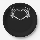 Assiettes En Carton Skeleton Coeur main Halloween Design (Devant)