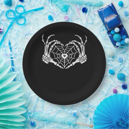 Assiettes En Carton Skeleton Coeur main Spiderweb Halloween Cobweb Par (Fête)