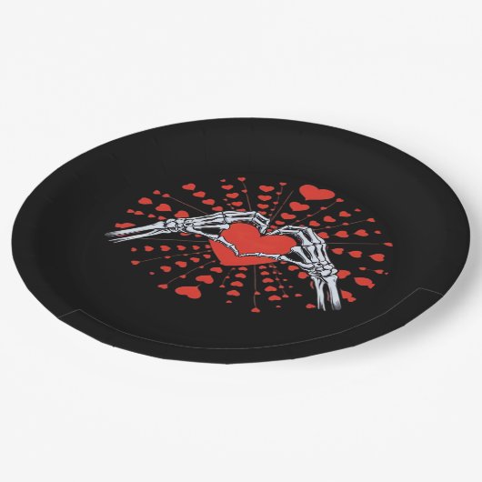 Assiettes En Carton Skeleton Coeur main Valentines Jour drôle 2025 Ent (Angle)