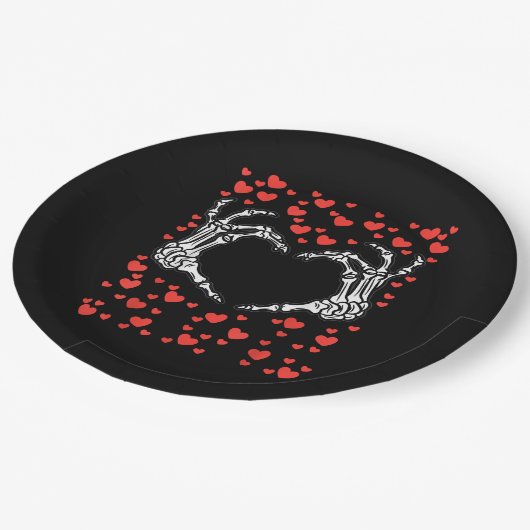 Assiettes En Carton Skeleton Coeur main Valentines Jour Drôle Classiqu (Angle)