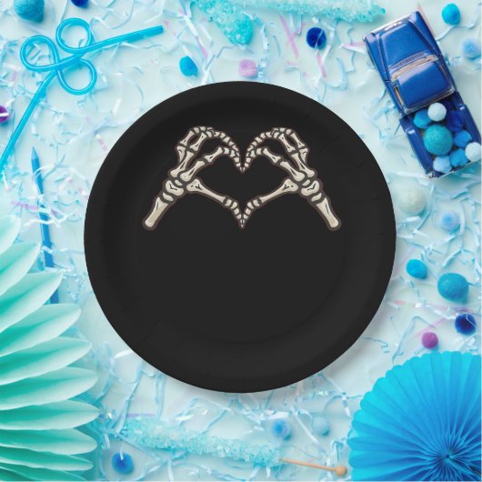 Assiettes En Carton Skeleton conception de coeur main (Fête)