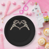 Assiettes En Carton Skeleton conception de coeur main (Fête)