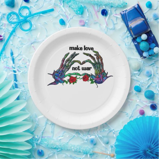 Assiettes En Carton Skeleton conception de coeur main (Fête)