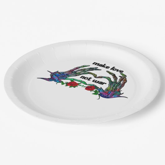 Assiettes En Carton Skeleton conception de coeur main (Angle)