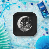 Assiettes En Carton Skeleton Couple Moon Guitare (Fête)