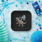 Assiettes En Carton Skeleton équitation Dinosaur T rex Halloween Citro (Fête)