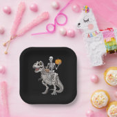 Assiettes En Carton Skeleton équitation maman Dinosaur T rex Halloween (Fête)