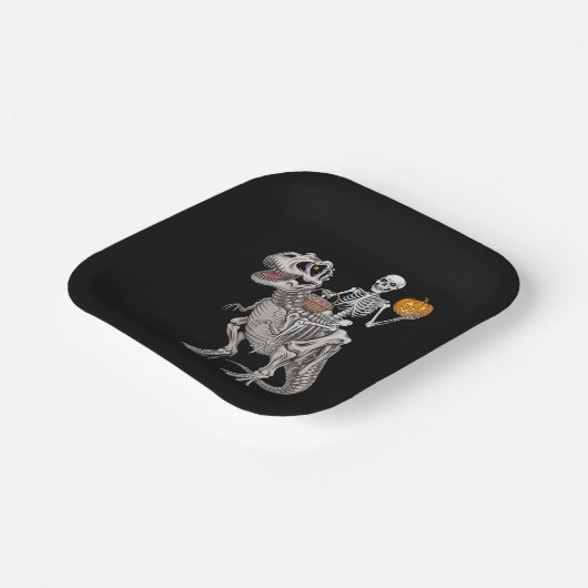 Assiettes En Carton Skeleton équitation maman Dinosaur T rex Halloween (Angulaire)