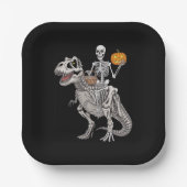 Assiettes En Carton Skeleton équitation maman Dinosaur T rex Halloween (Recto)