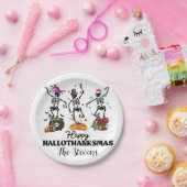 Assiettes En Carton Skeleton Hallothanksmas heureux (Fête)