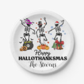 Assiettes En Carton Skeleton Hallothanksmas heureux (Devant)