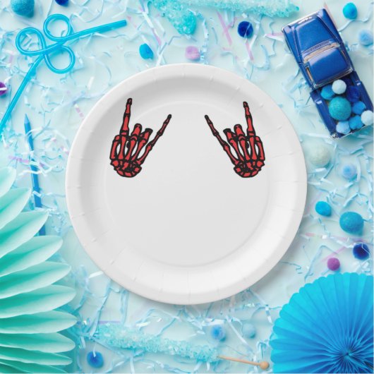 Assiettes En Carton Skeleton Hand Heart Roll & Red Classic (Fête)