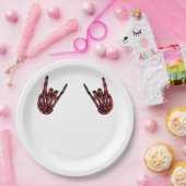 Assiettes En Carton Skeleton Hand Heart Roll & Red Classic (Fête)