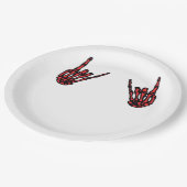 Assiettes En Carton Skeleton Hand Heart Roll & Red Classic (Angle)