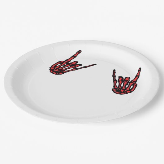 Assiettes En Carton Skeleton Hand Heart Roll & Red Classic (Angle)