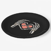 Assiettes En Carton Skeleton Hand Heart Skateboard Valentines Day Funn (Angle)