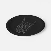 Assiettes En Carton Skeleton Hand Rock Star Black Birday Party (Angle)