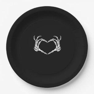 Assiettes En Carton Skeleton Hands Heart Graphic