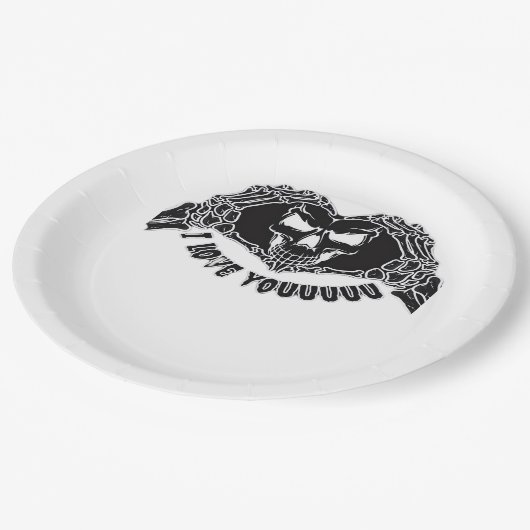 Assiettes En Carton Skeleton Hands Skull, Halloween Design Pour Backgr (Angle)