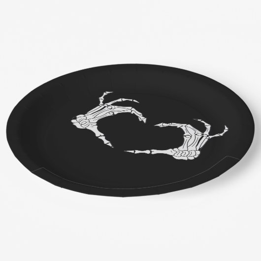 Assiettes En Carton Skeleton Heart Hands Classic (Angle)