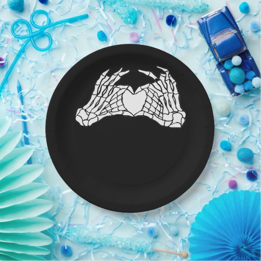 Assiettes En Carton Skeleton Heart Hands - Lumière (Fête)