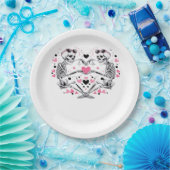 Assiettes En Carton Skeleton Heart Mains Classique Viral (Fête)