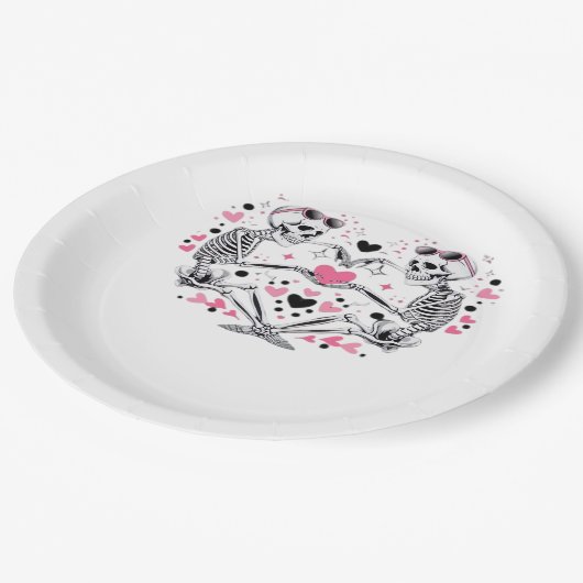 Assiettes En Carton Skeleton Heart Mains Classique Viral (Angle)