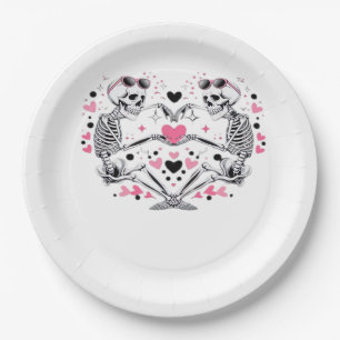 Assiettes En Carton Skeleton Heart Mains Classique Viral