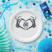 Assiettes En Carton Skeleton Heart Mains Design Classique Pour Hallowe (Fête)