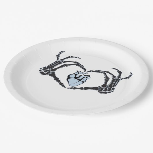 Assiettes En Carton Skeleton Heart Mains Design Classique Pour Hallowe (Angle)