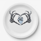 Assiettes En Carton Skeleton Heart Mains Design Classique Pour Hallowe (Devant)