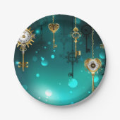 Assiettes En Carton Skeleton Keys on Green Background (Devant)