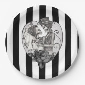 Assiettes En Carton Skeleton Love Couple Mariage Danse Mariage gothiqu (Devant)