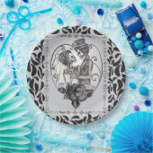 Assiettes En Carton Skeleton Love Couple Mariage Danse Mariage gothiqu (Fête)