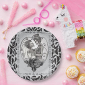 Assiettes En Carton Skeleton Love Couple Mariage Danse Mariage gothiqu (Fête)