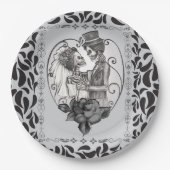 Assiettes En Carton Skeleton Love Couple Mariage Danse Mariage gothiqu (Devant)